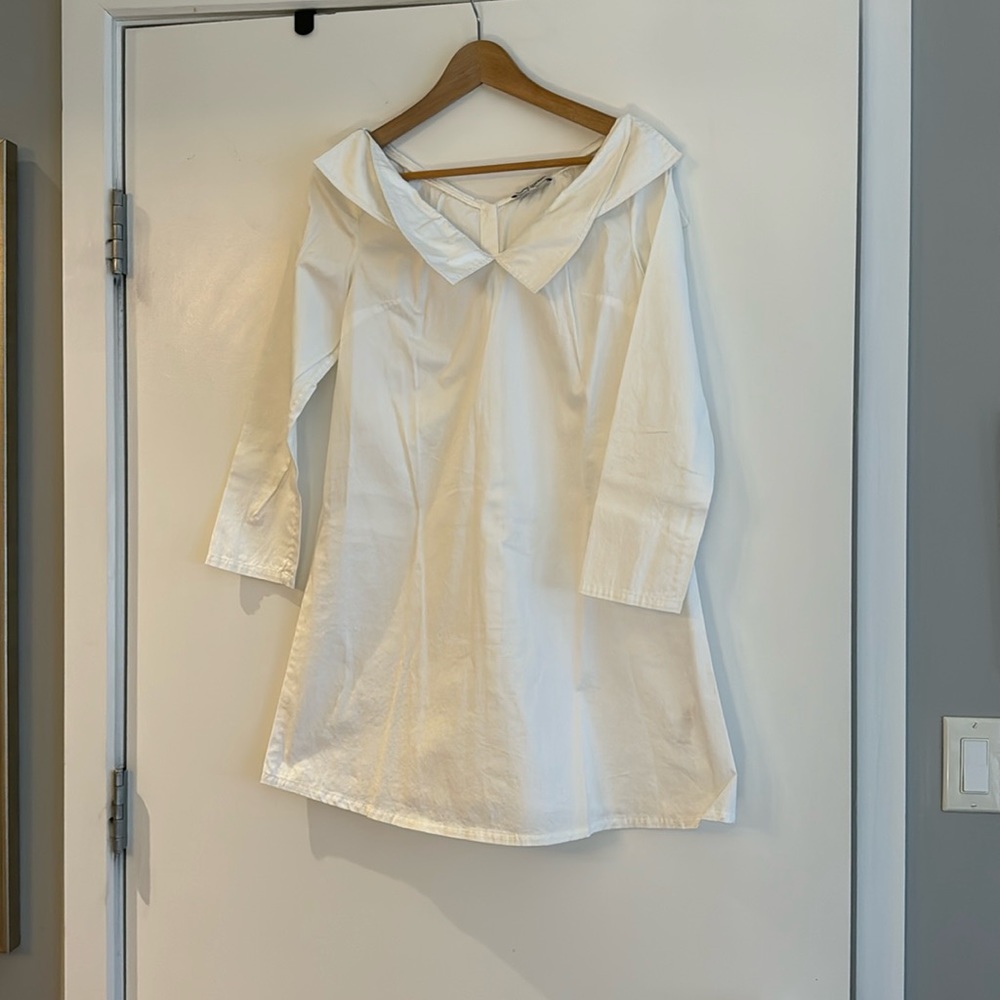 Opening Ceremony white button down dress with double collar